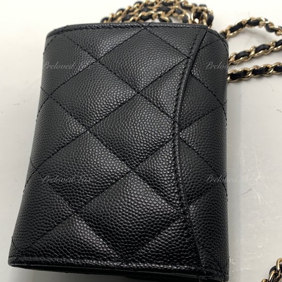 Authentic CHANEL Black Caviar Mini Clutch Wallet Crossbody Bag  GHW - Picture 6 of 12